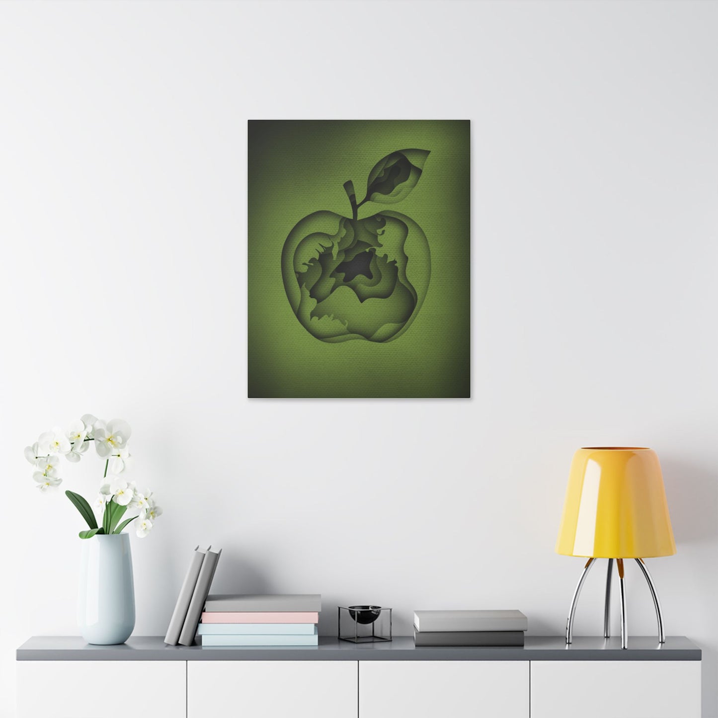 Abstract Green Apple “A-Cored” Stretched Canvas Wall Art