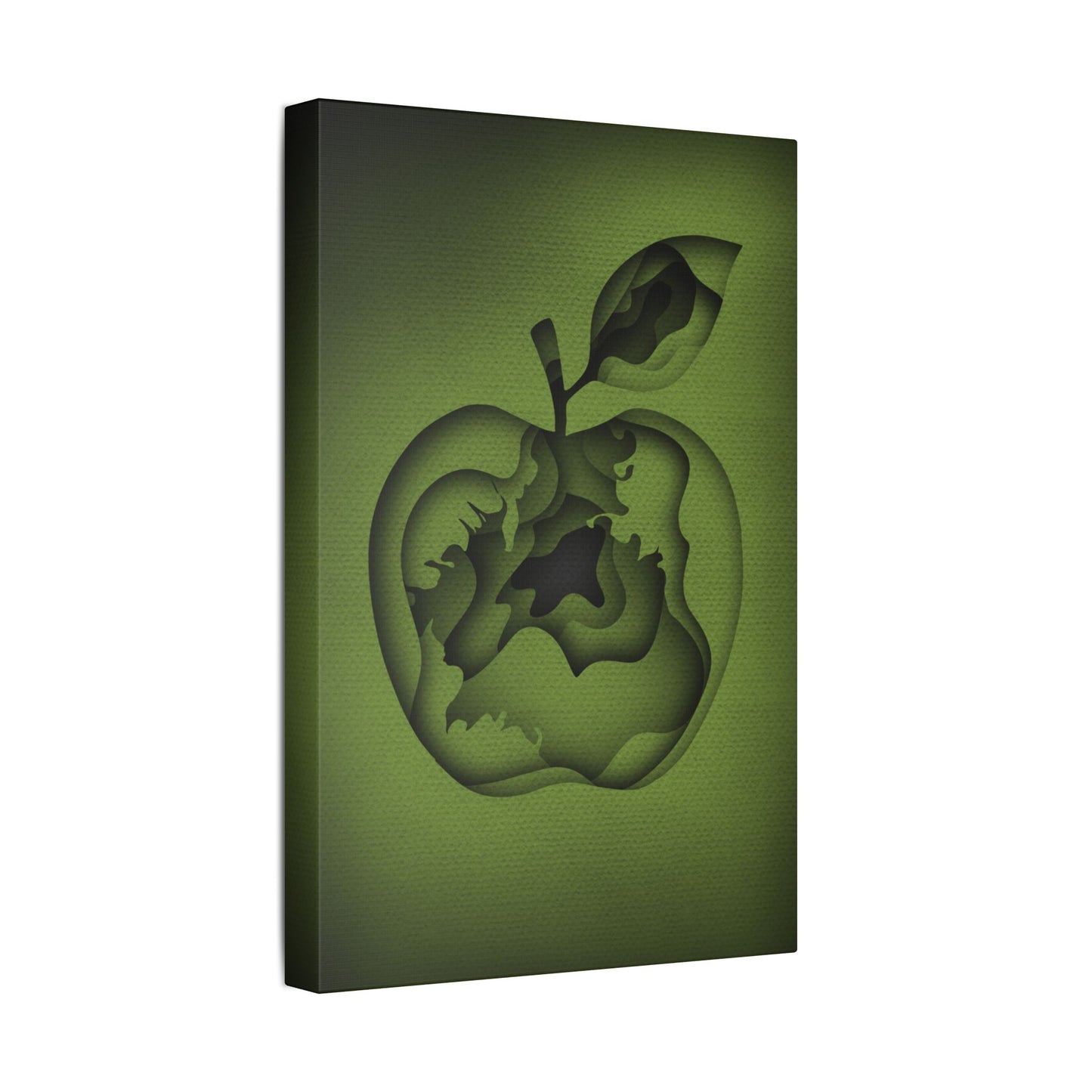 Abstract Green Apple “A-Cored” Stretched Canvas Wall Art