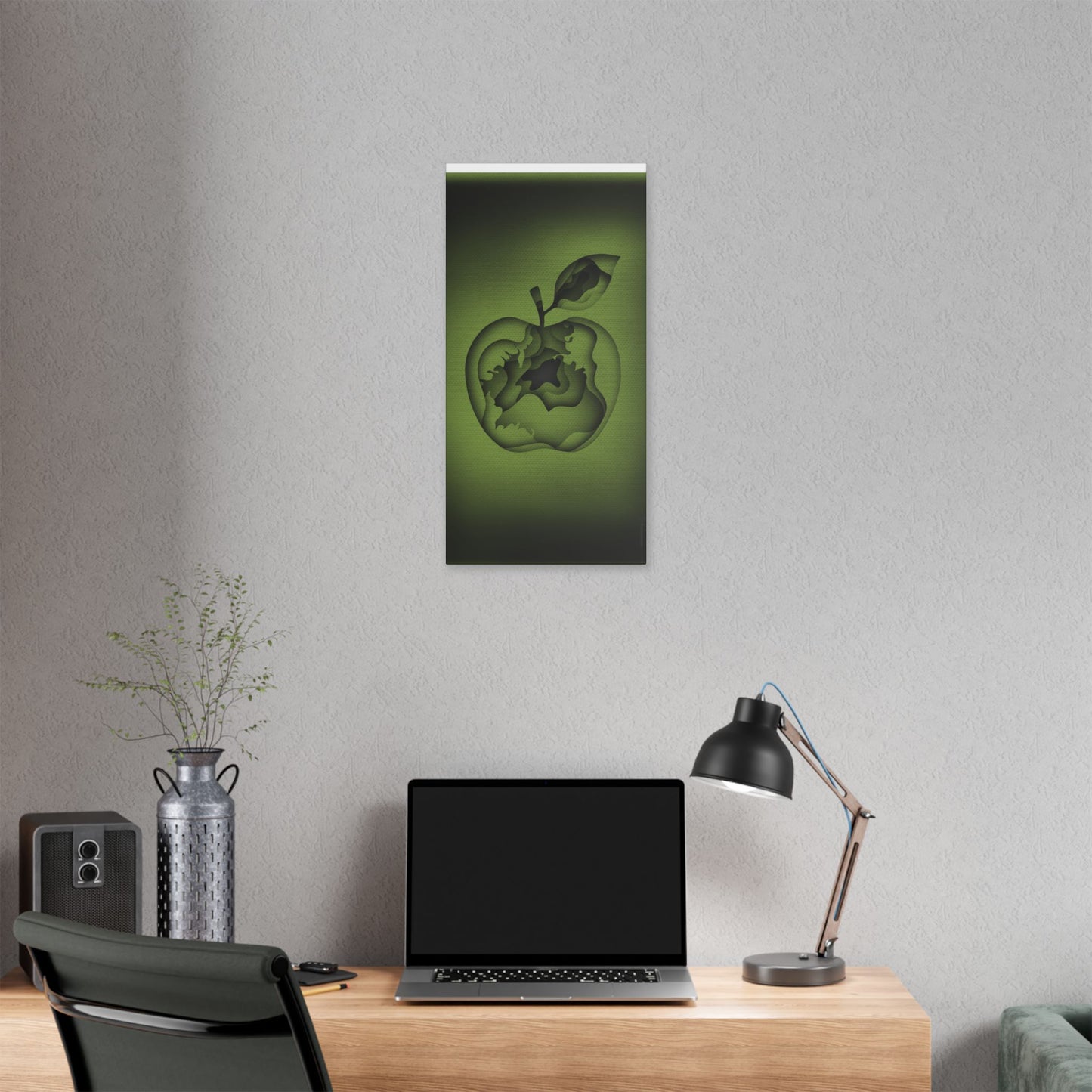 Abstract Green Apple “A-Cored” Stretched Canvas Wall Art