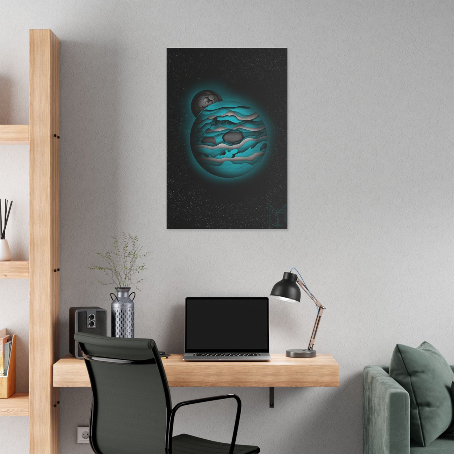 “Shadowsphere” Art Canvas – Dreamy Wall Decor for Space Lovers