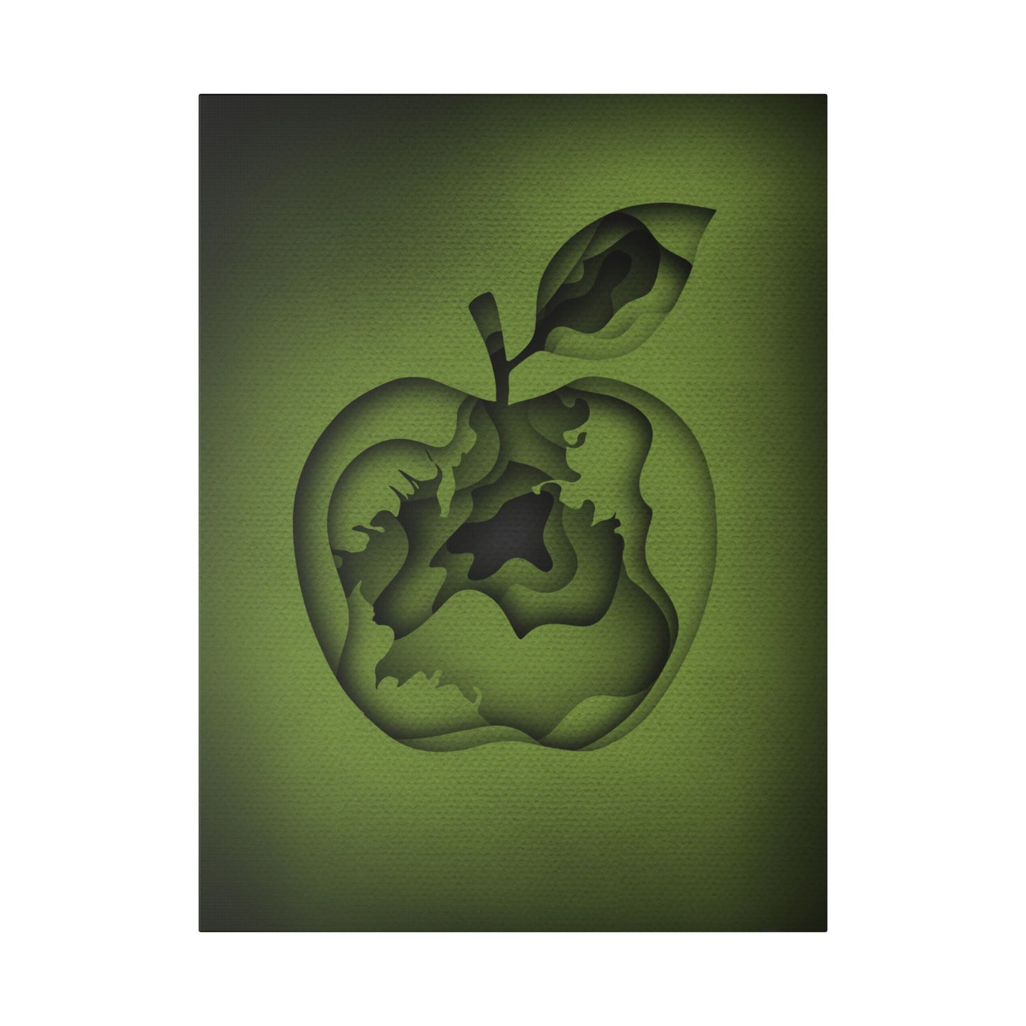 Abstract Green Apple “A-Cored” Stretched Canvas Wall Art