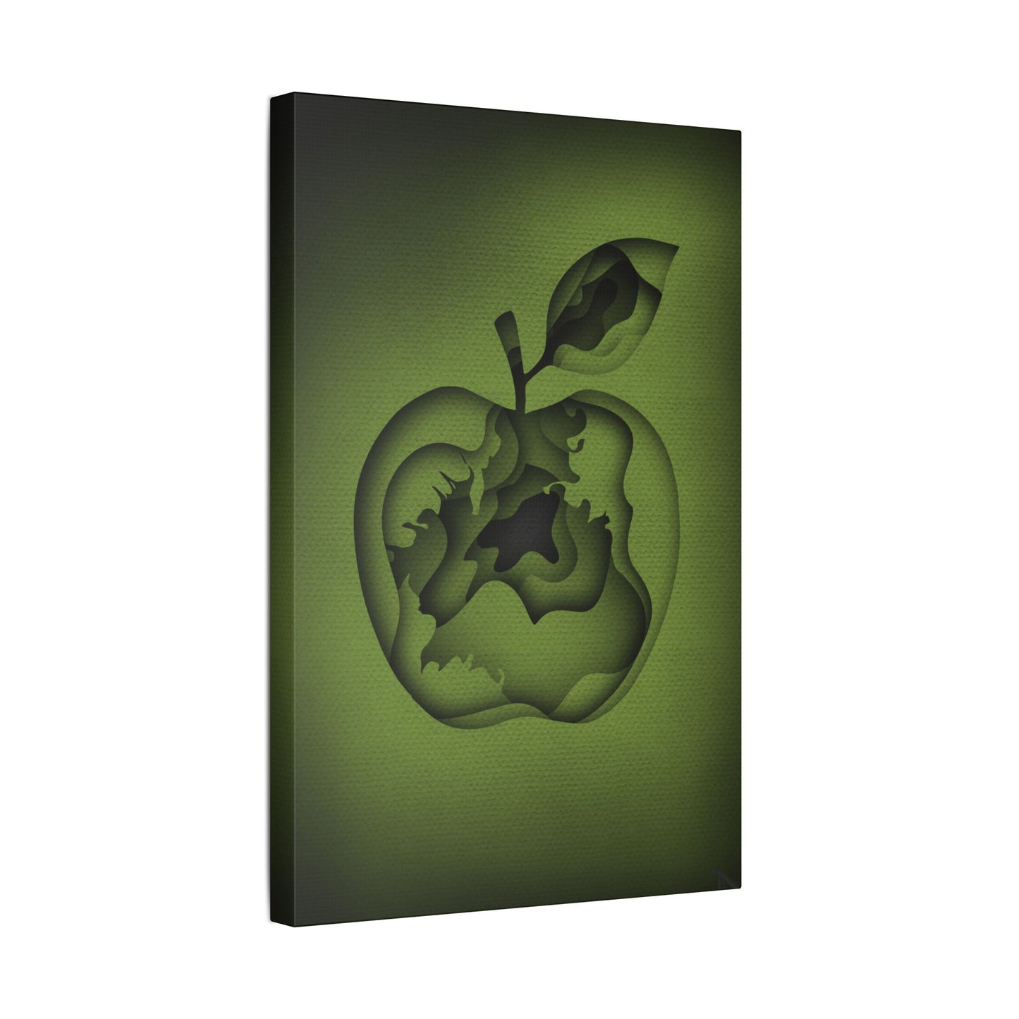 Abstract Green Apple “A-Cored” Stretched Canvas Wall Art
