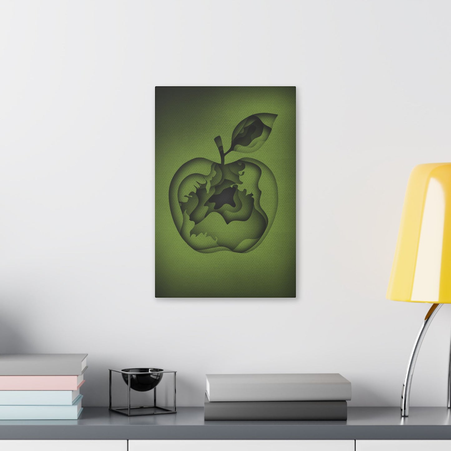 Abstract Green Apple “A-Cored” Stretched Canvas Wall Art
