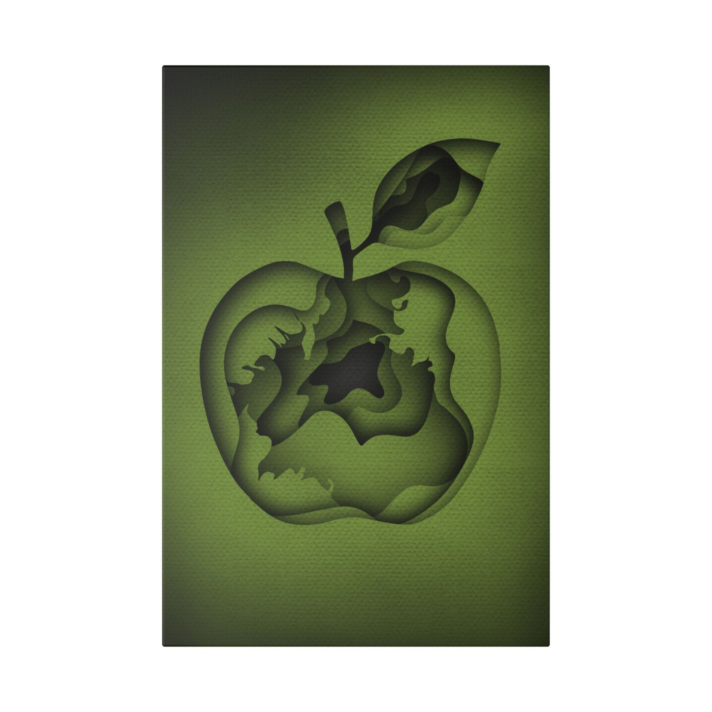 Abstract Green Apple “A-Cored” Stretched Canvas Wall Art