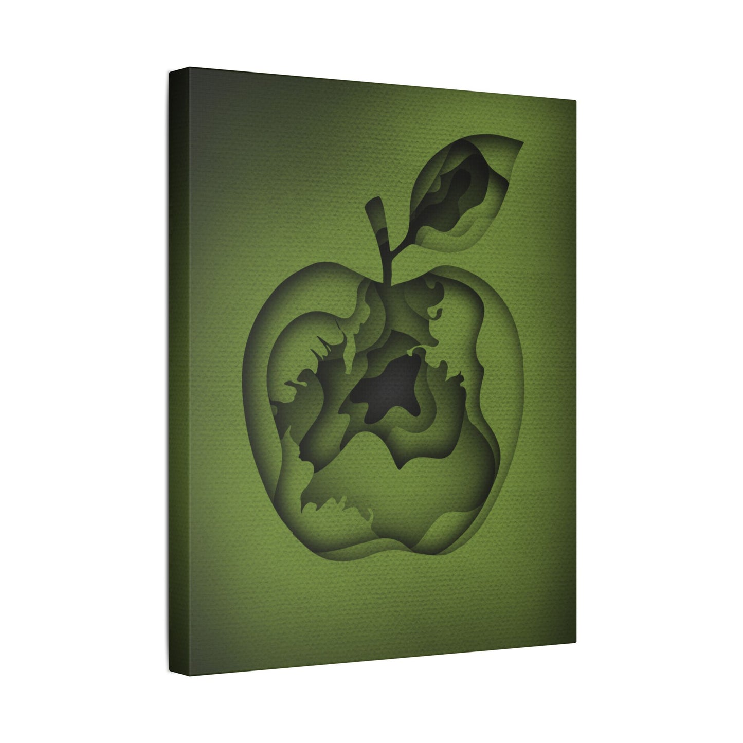 Abstract Green Apple “A-Cored” Stretched Canvas Wall Art