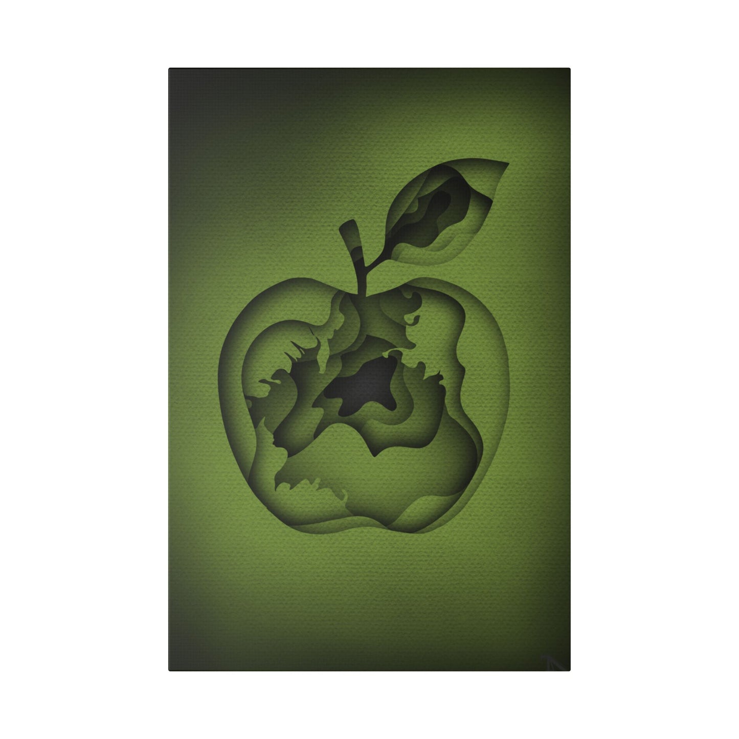 Abstract Green Apple “A-Cored” Stretched Canvas Wall Art