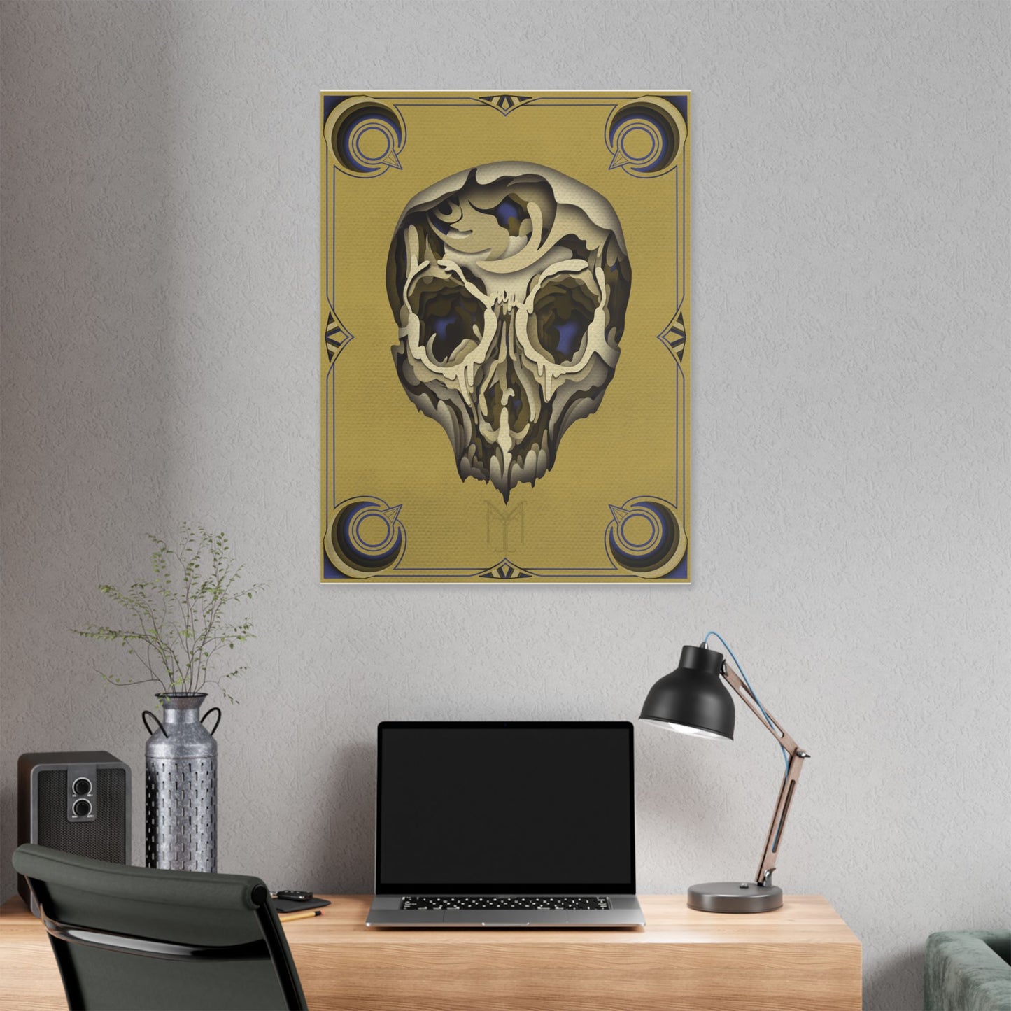 “Muertes” Skull Canvas Art – Unique Wall Decor for Halloween and Dark Aesthetic Lovers