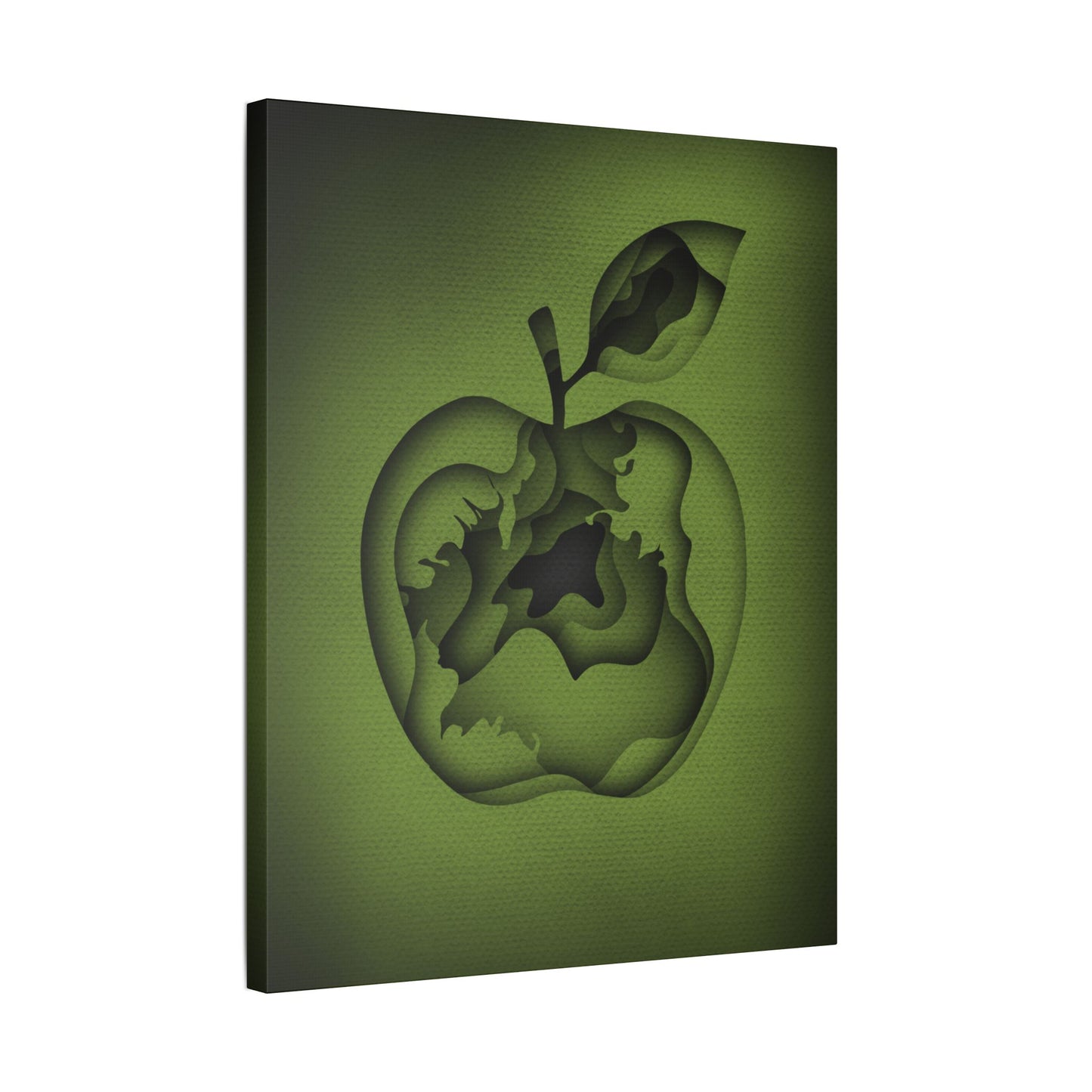 Abstract Green Apple “A-Cored” Stretched Canvas Wall Art