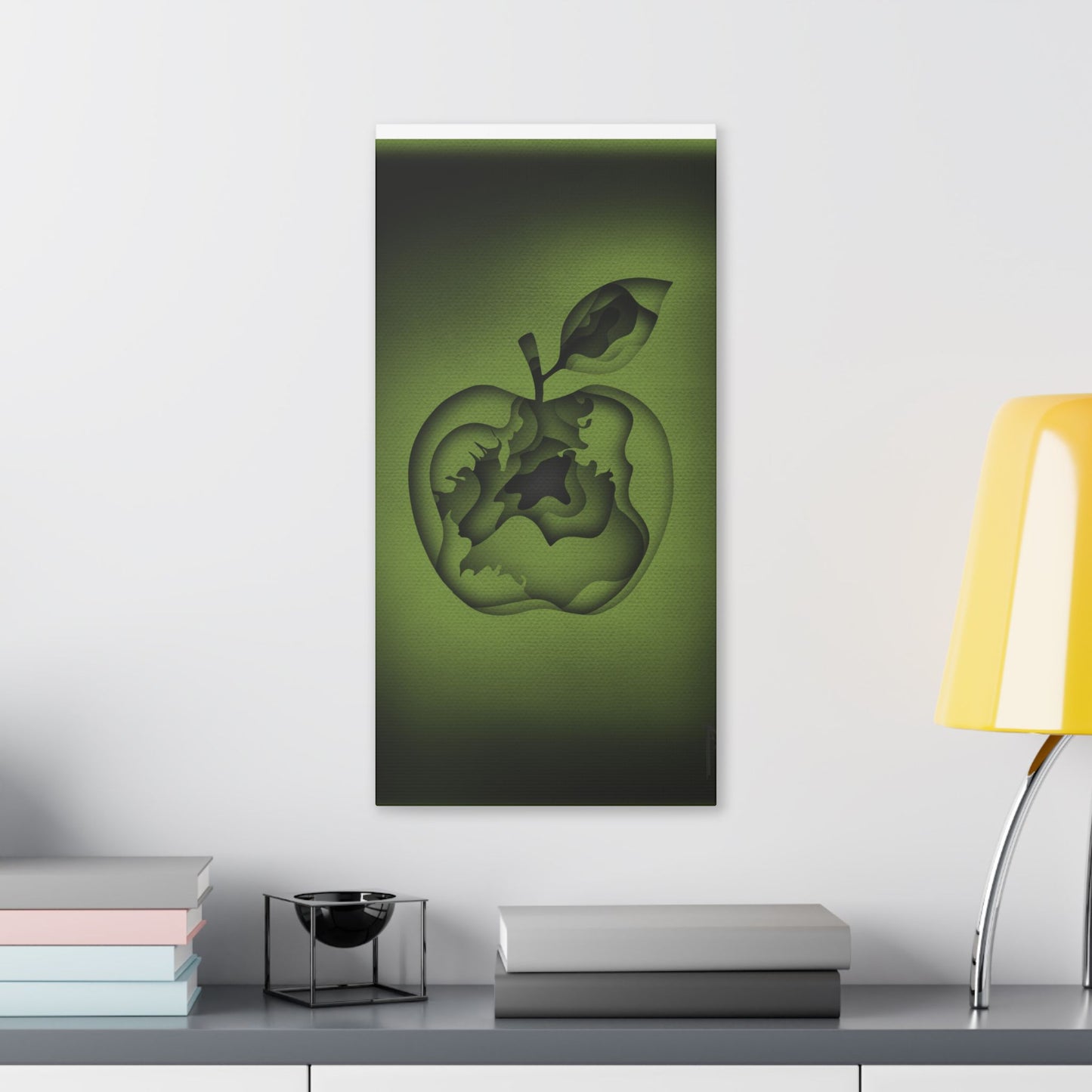 Abstract Green Apple “A-Cored” Stretched Canvas Wall Art