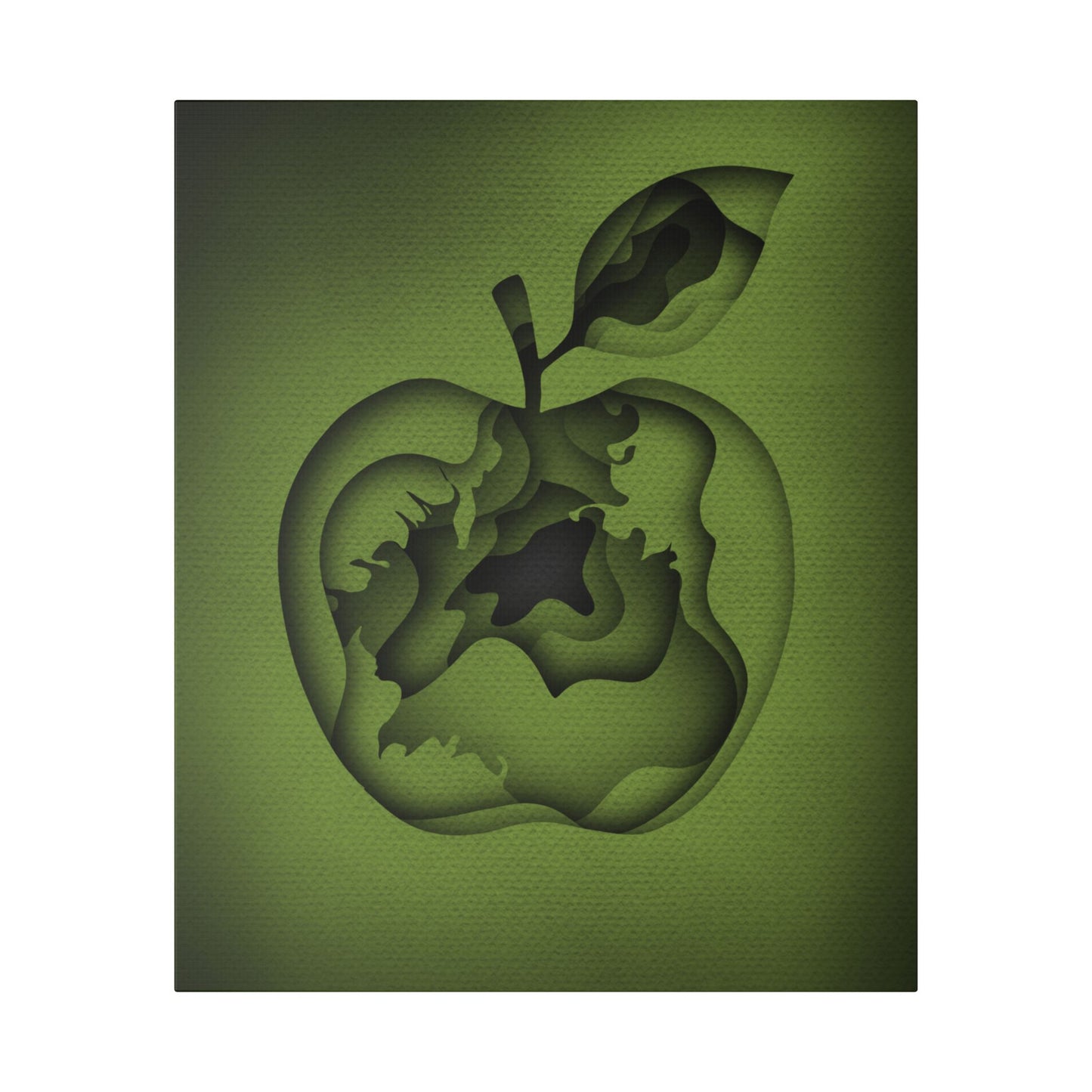 Abstract Green Apple “A-Cored” Stretched Canvas Wall Art