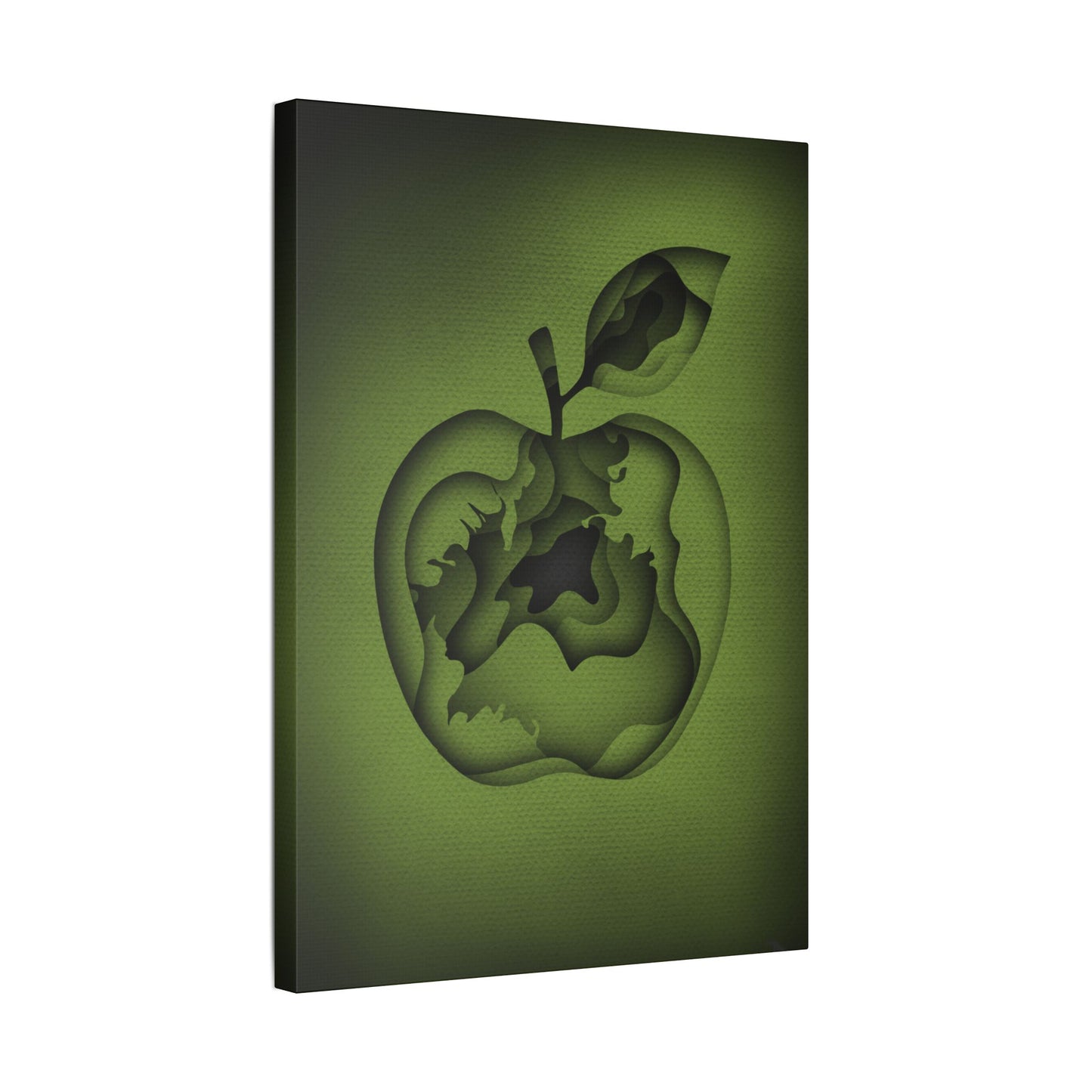 Abstract Green Apple “A-Cored” Stretched Canvas Wall Art