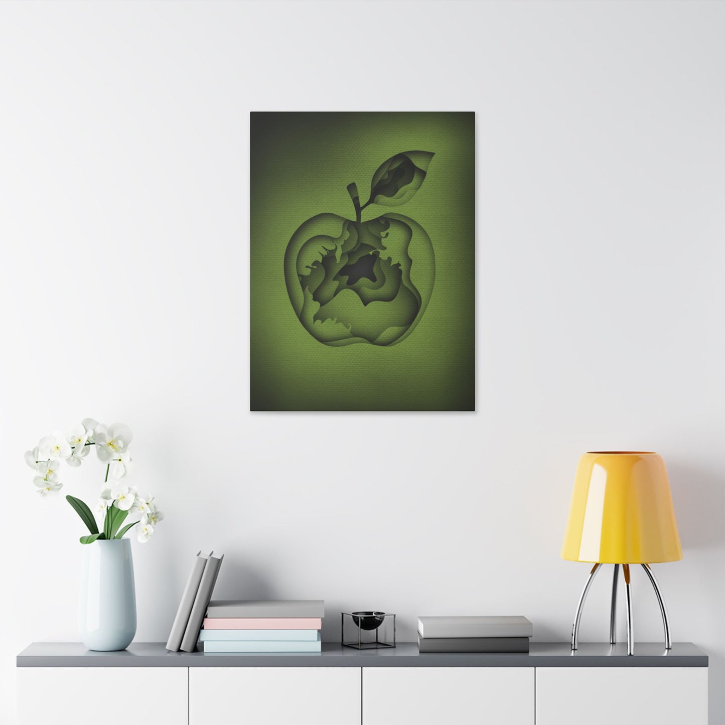 Abstract Green Apple “A-Cored” Stretched Canvas Wall Art