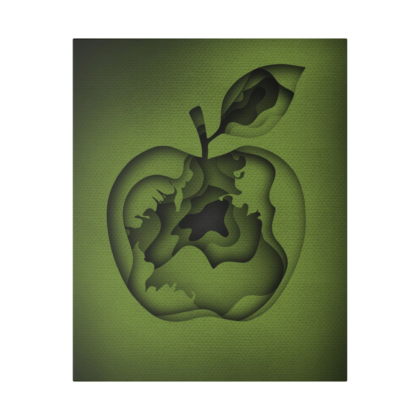 Abstract Green Apple “A-Cored” Stretched Canvas Wall Art