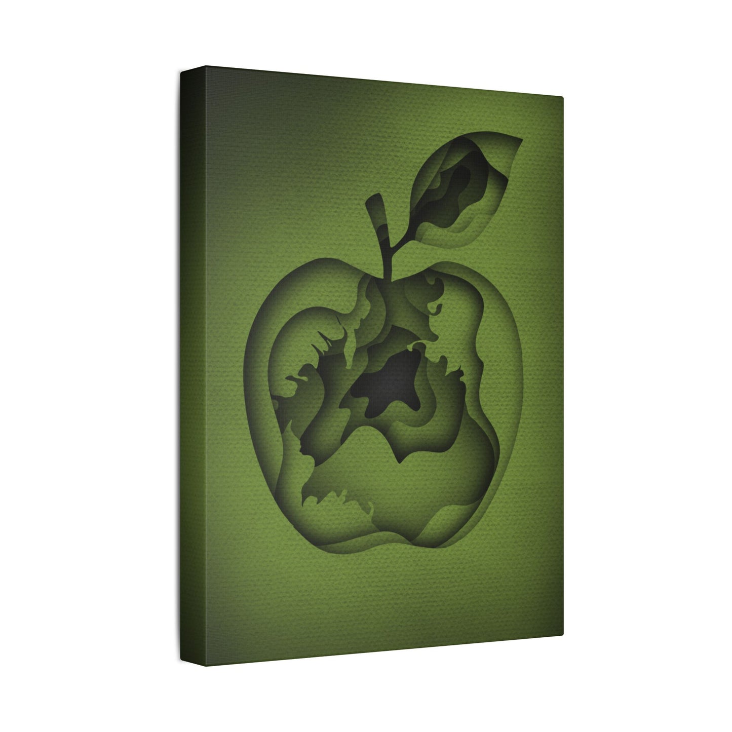 Abstract Green Apple “A-Cored” Stretched Canvas Wall Art