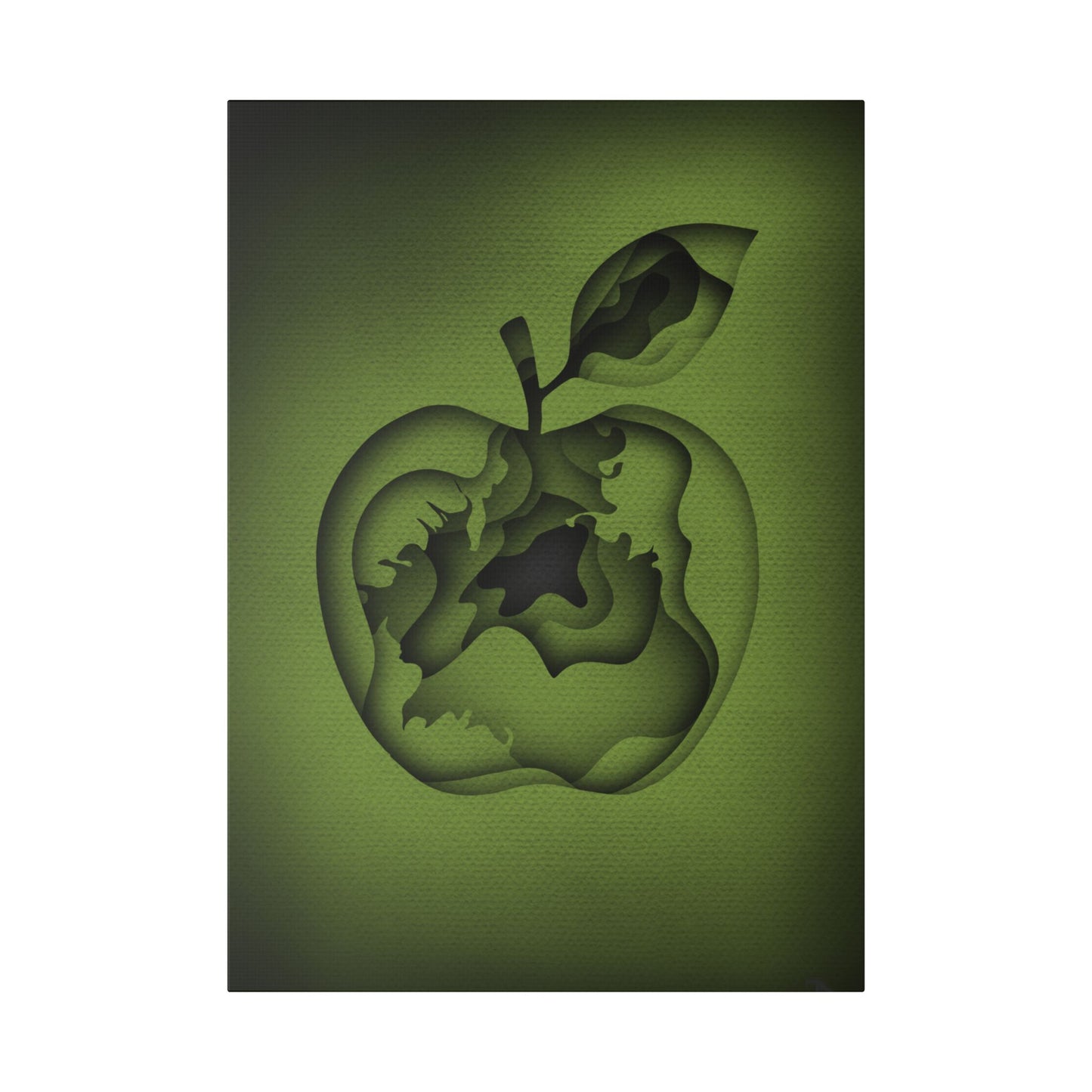 Abstract Green Apple “A-Cored” Stretched Canvas Wall Art