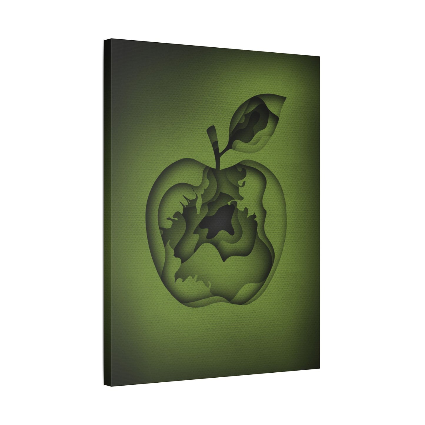 Abstract Green Apple “A-Cored” Stretched Canvas Wall Art