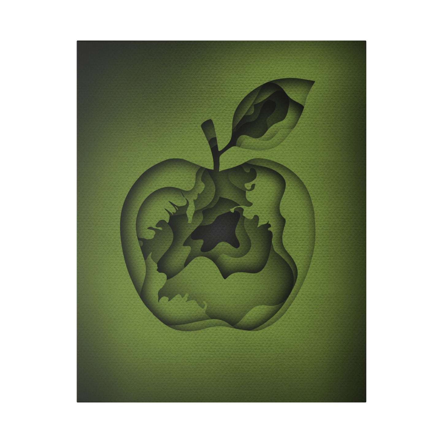 Abstract Green Apple “A-Cored” Stretched Canvas Wall Art
