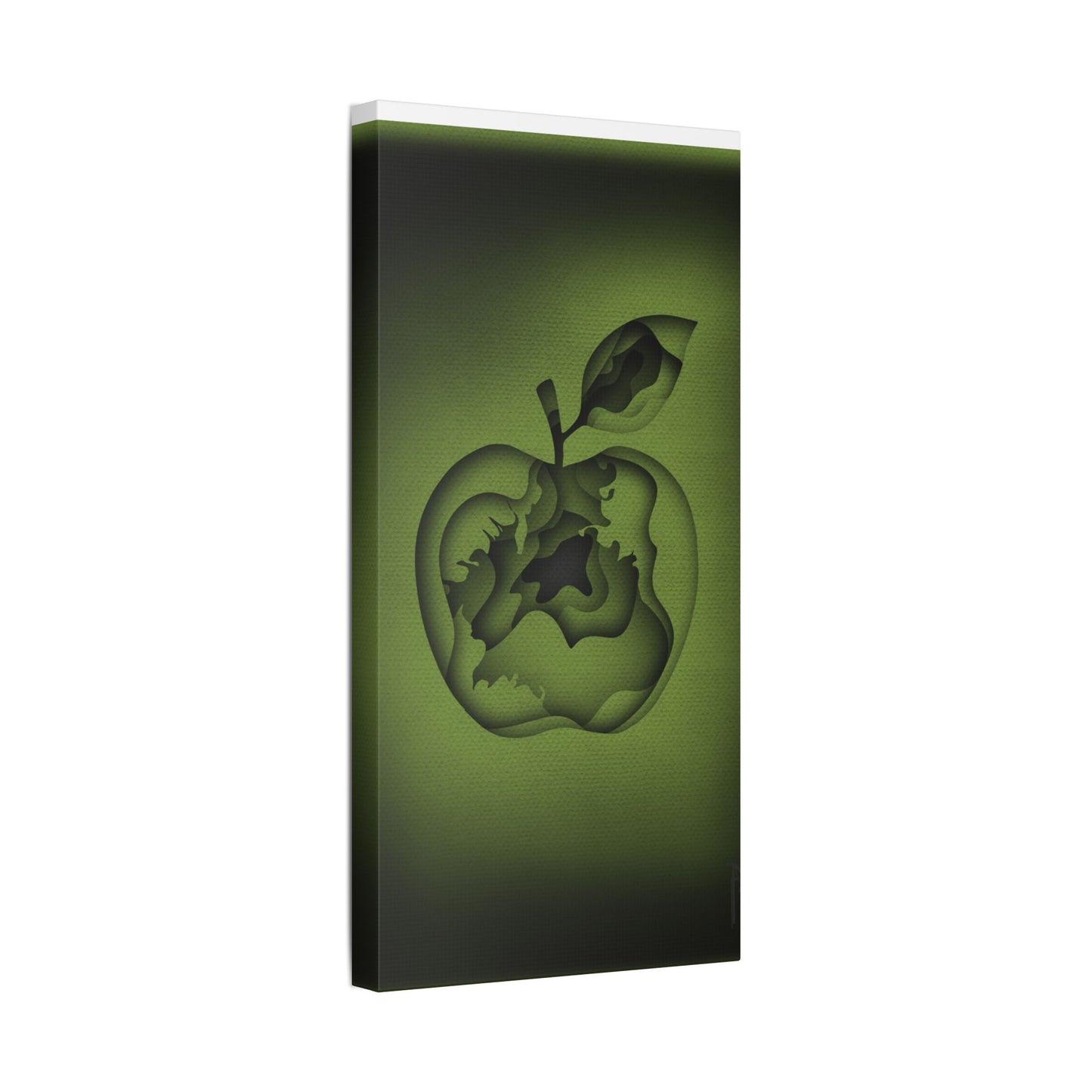 Abstract Green Apple “A-Cored” Stretched Canvas Wall Art