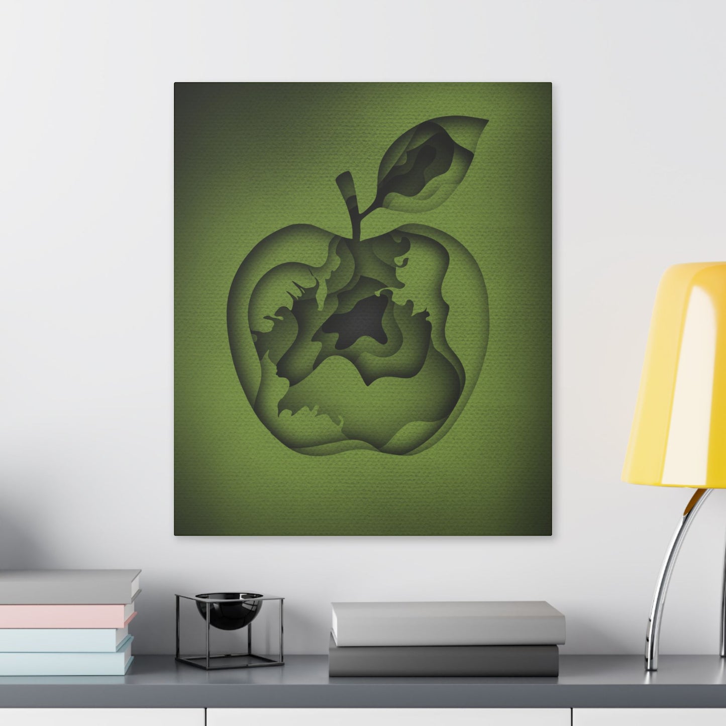 Abstract Green Apple “A-Cored” Stretched Canvas Wall Art