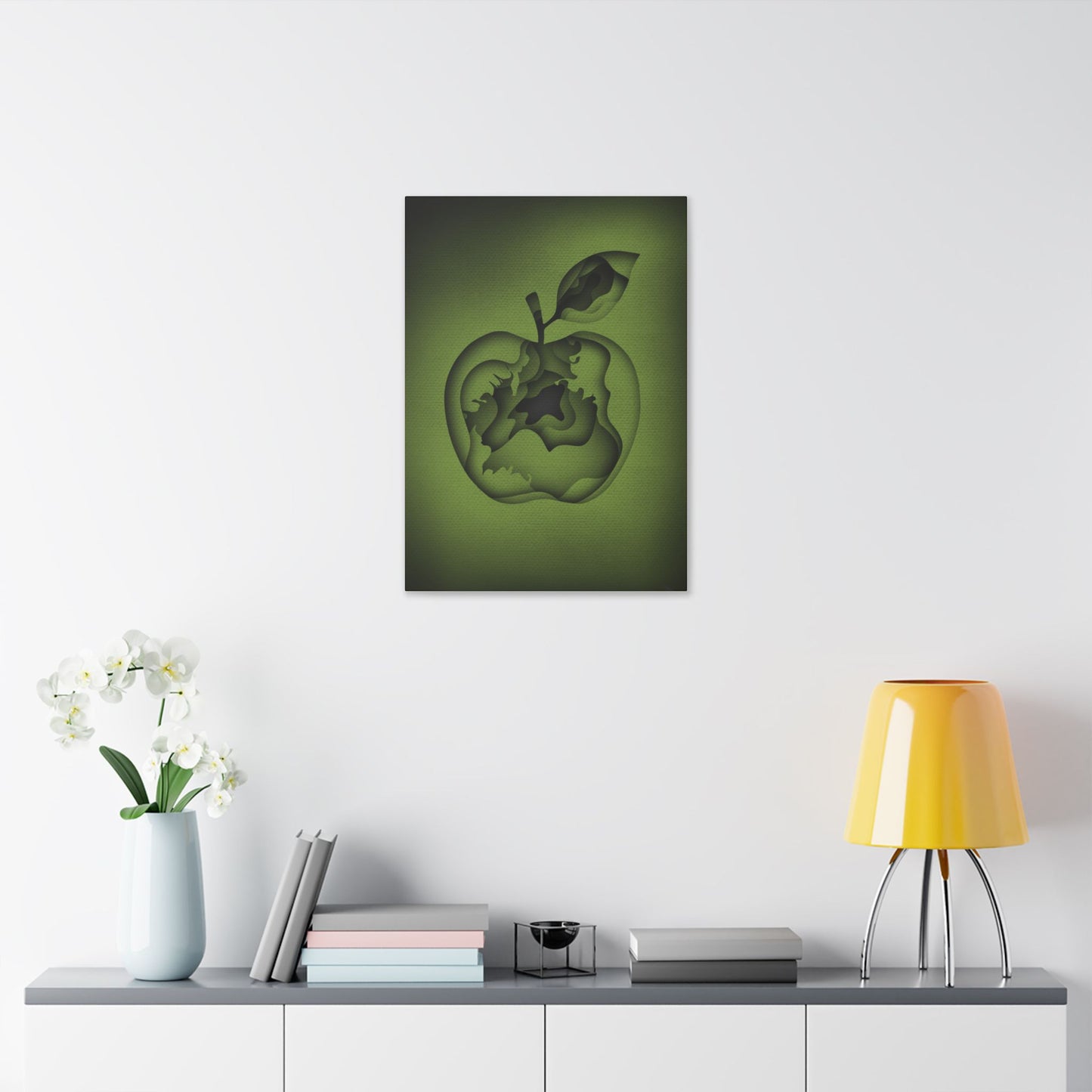 Abstract Green Apple “A-Cored” Stretched Canvas Wall Art