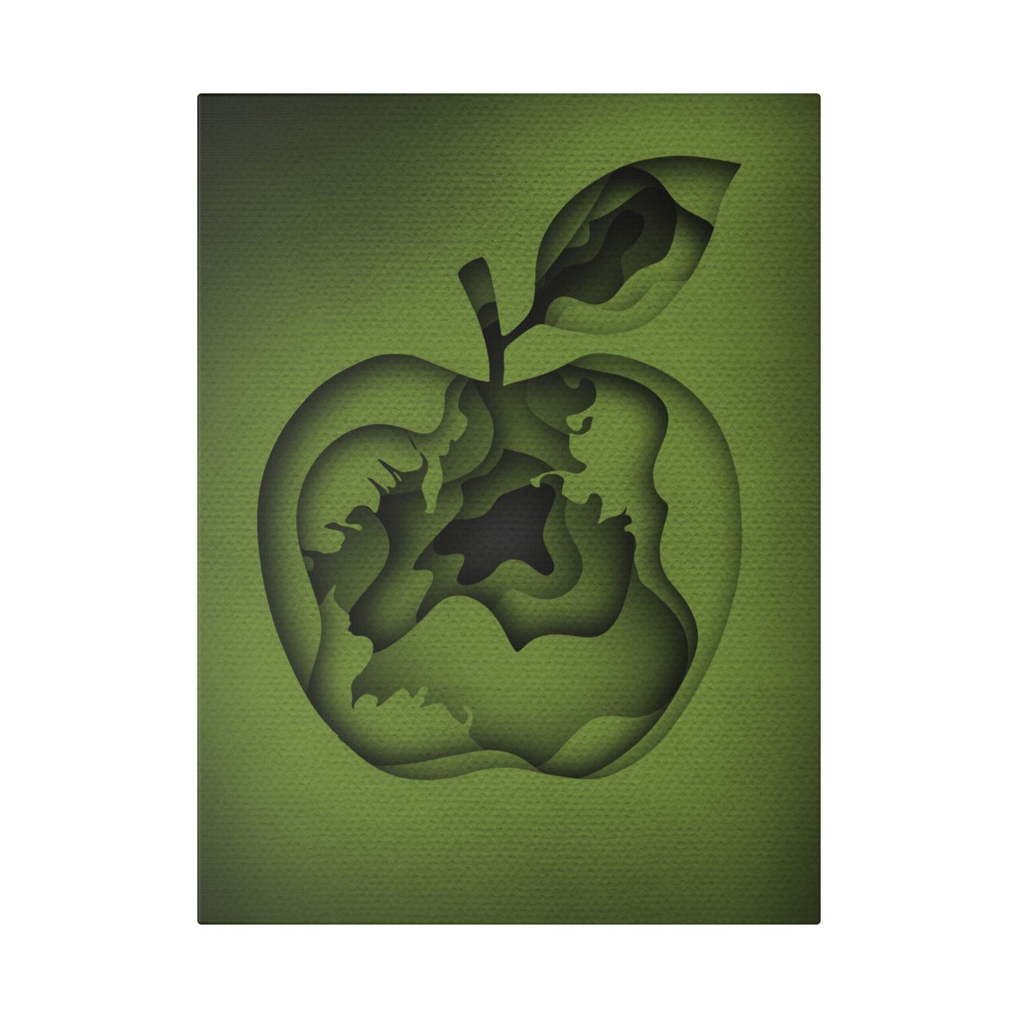 Abstract Green Apple “A-Cored” Stretched Canvas Wall Art